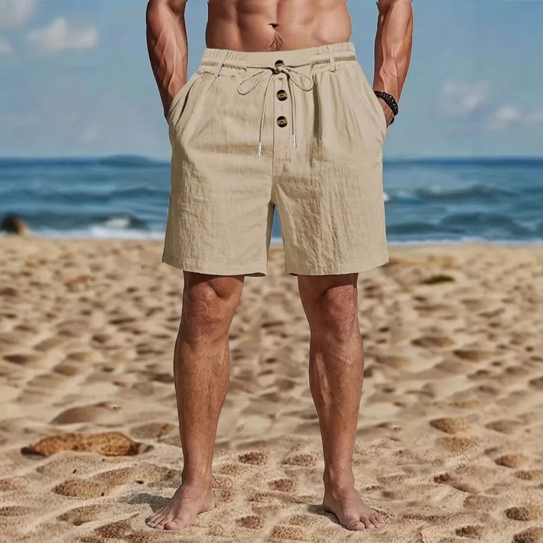 Casual katoen-linnen short