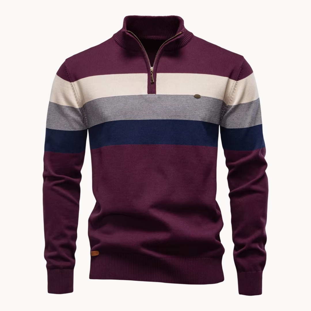 Elegante katoenen trui met ritssluiting