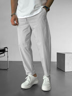 Elegante, taps toelopende broek met trekkoord