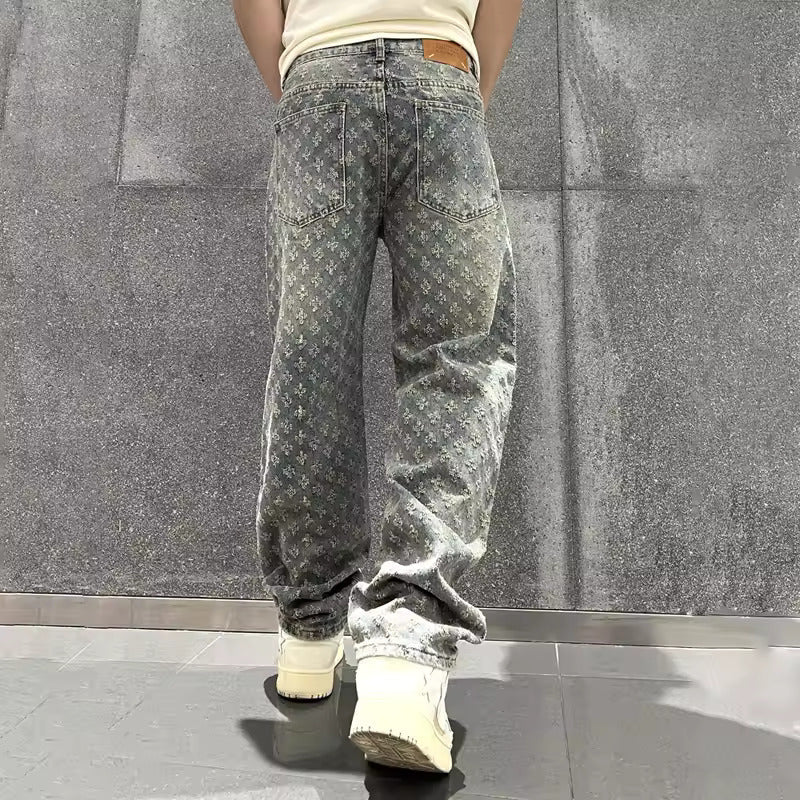 Jacquard-denimjeans