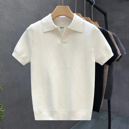 Ademend gebreid poloshirt