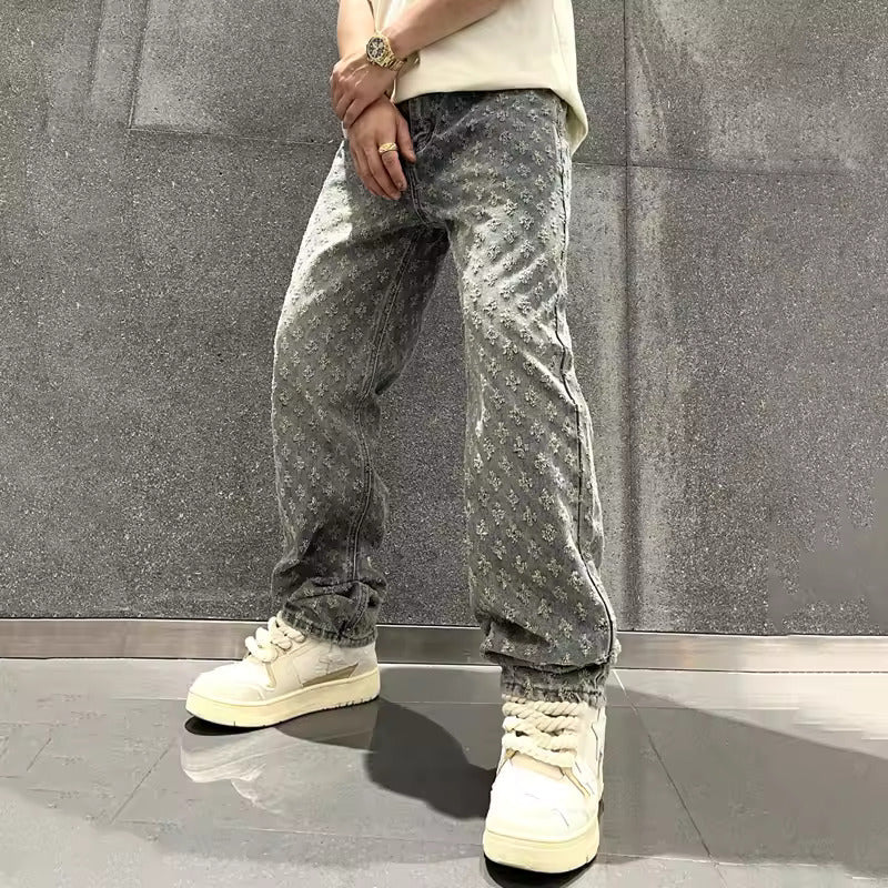 Jacquard-denimjeans