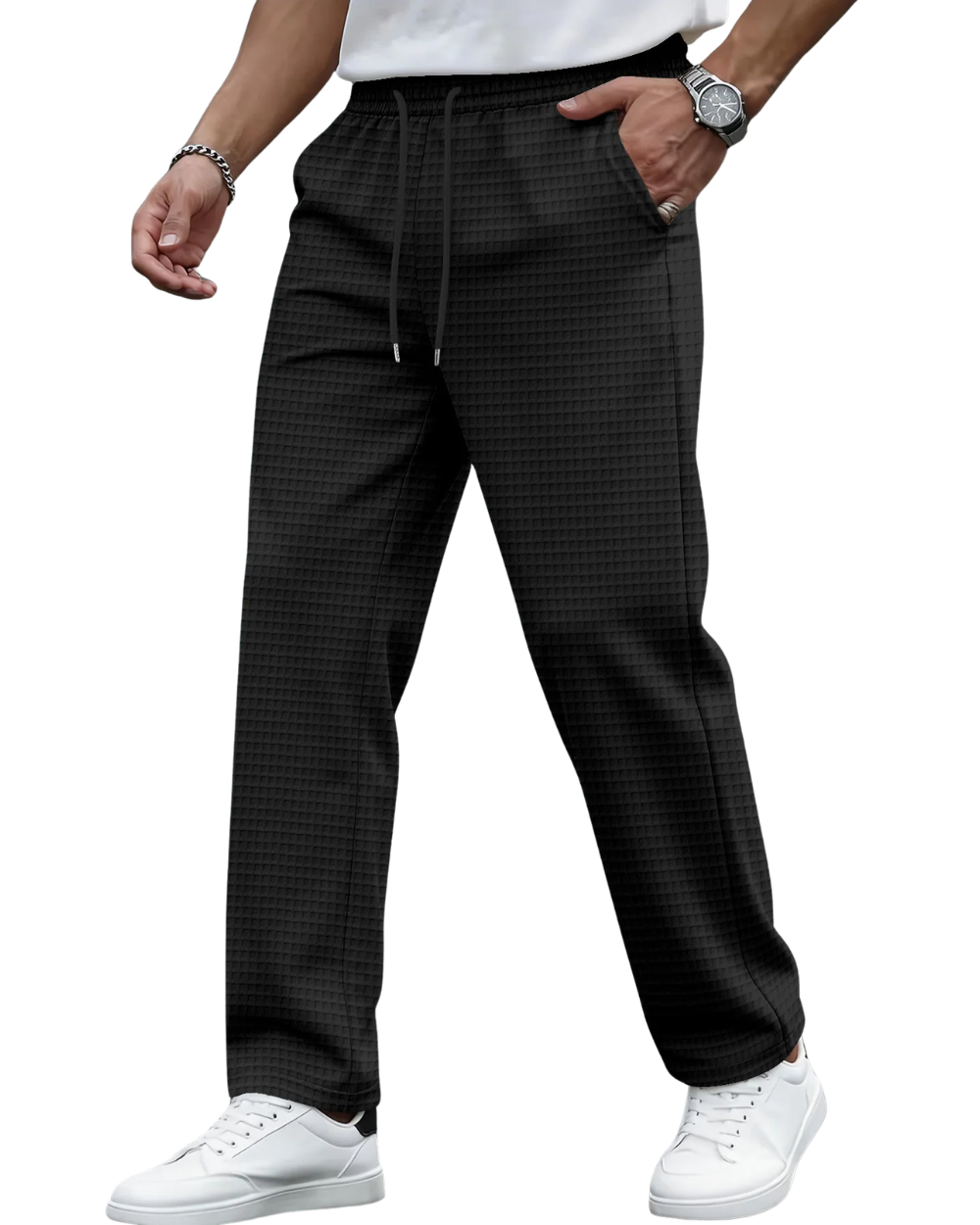 Elegante broek van wafelstructuur