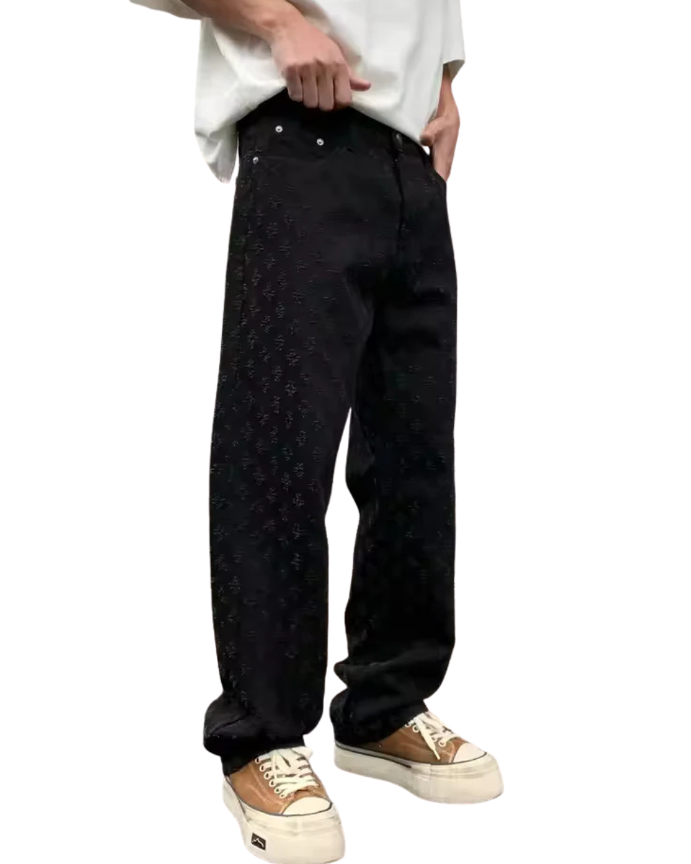 Jacquard-denimjeans