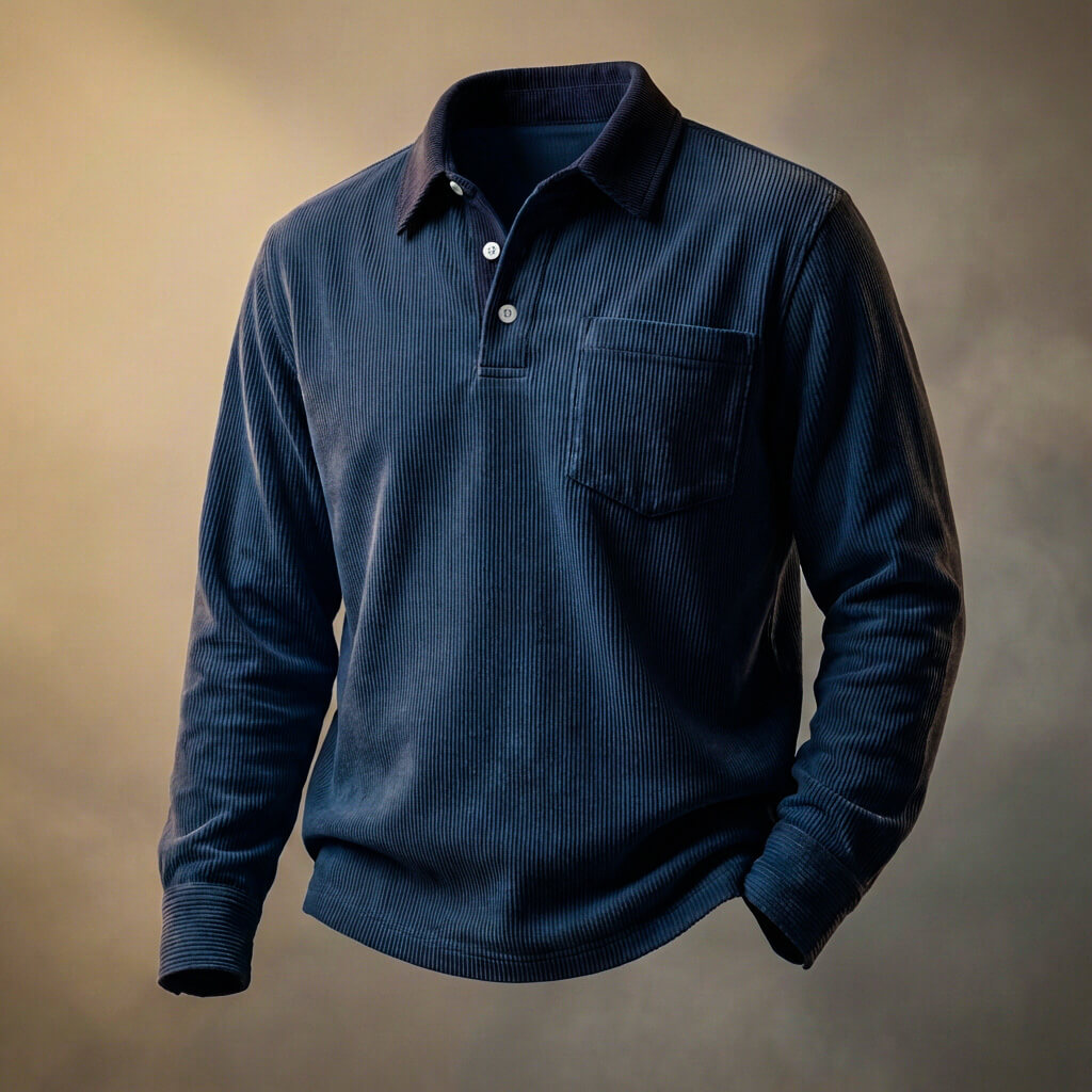 Elegant poloshirt van corduroy