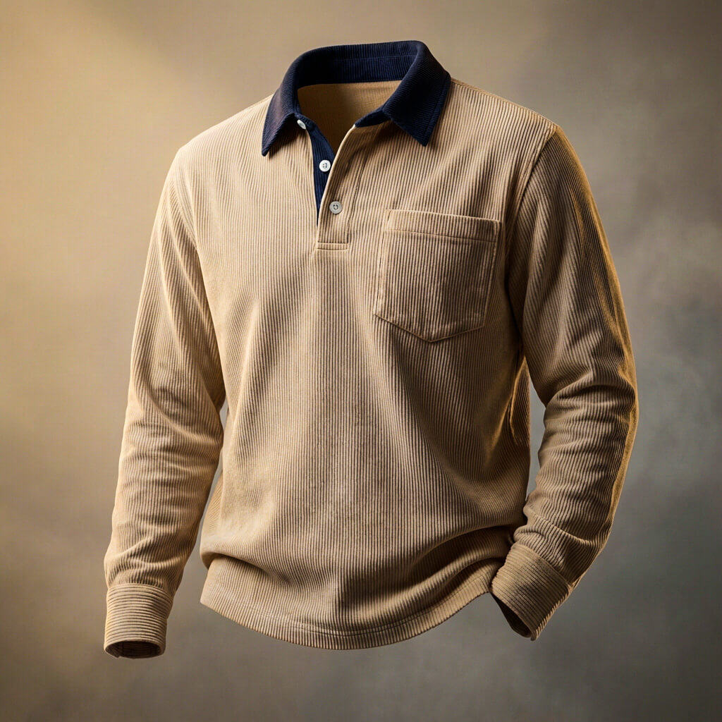 Elegant poloshirt van corduroy