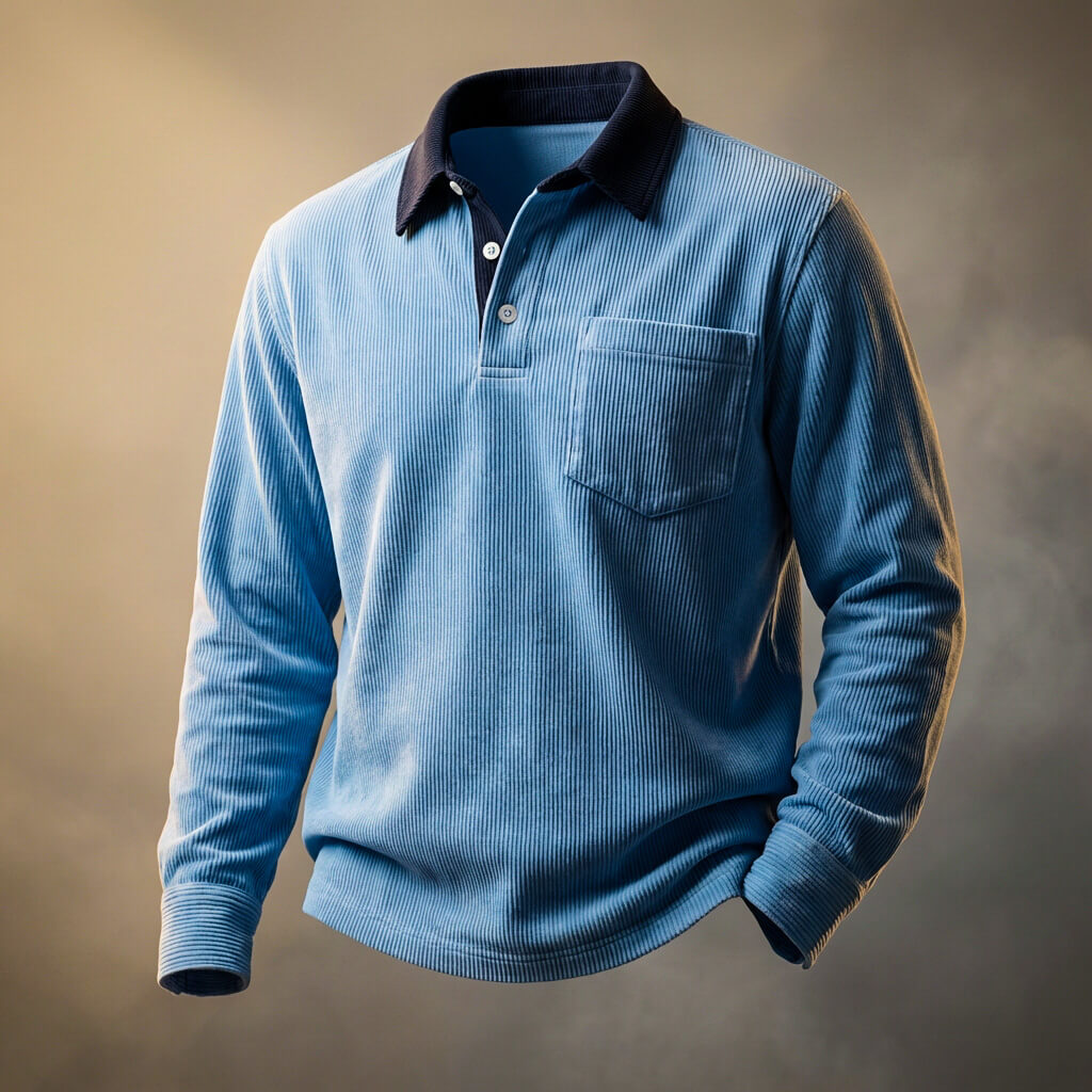 Elegant poloshirt van corduroy